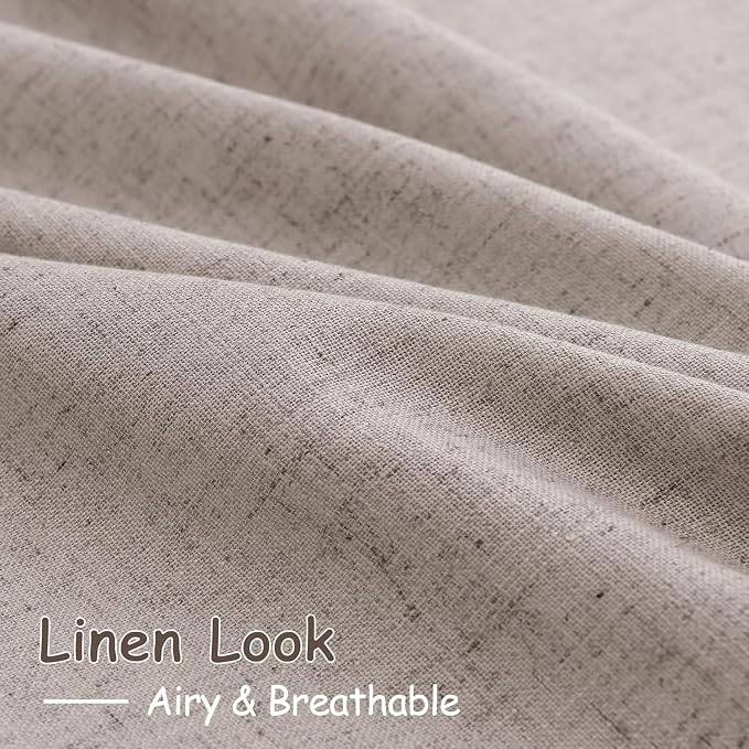 Brownish Grey Linen Curtains for Living Room 86 Inches Long Back Tab Light - Image 4