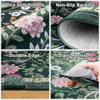 PLHXFR 6x9 Area Rug Living Room: Floral Washable Boho Carpet Dark Green | - Image 7