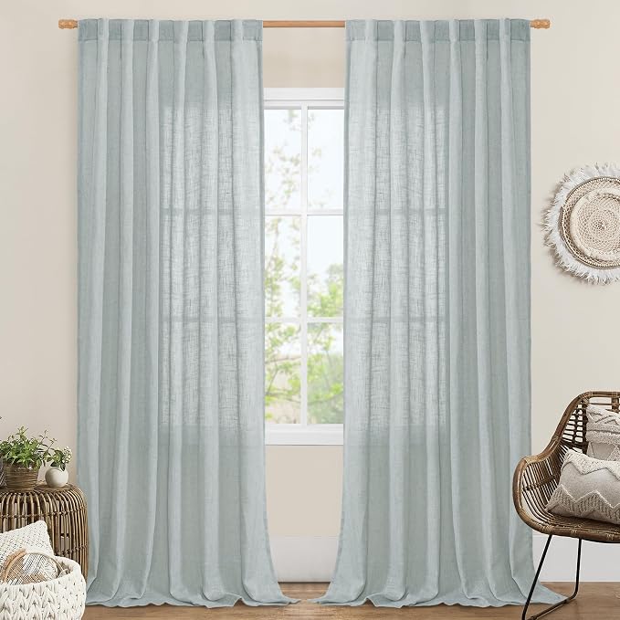 Living Room Linen Curtains 95 Inch by LAMIT