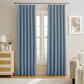 Dusty Blue Pinch Pleated Curtains 156 Inches Long Room Darkening Draperies by KEQIAOSUOCAI