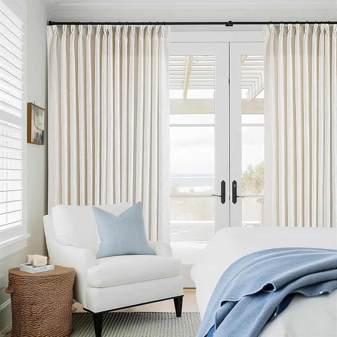 Natural Pinch Pleated Linen 84 Inch Curtains 100 Inch Width | Extra Wide - Image 6