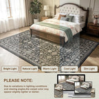 Grey Area Rug 10x14 for Living Room Bedroom | Low Pile; Non Slip;Machine - Image 2