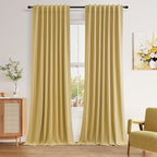 100% Blackout Curtains 102 Inch Length 2 Panels Set by Guken