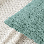 MIULEE Corduroy Decorative Throw Pillow Covers 16x16 Teal Green Pack of 2 | - Image 2