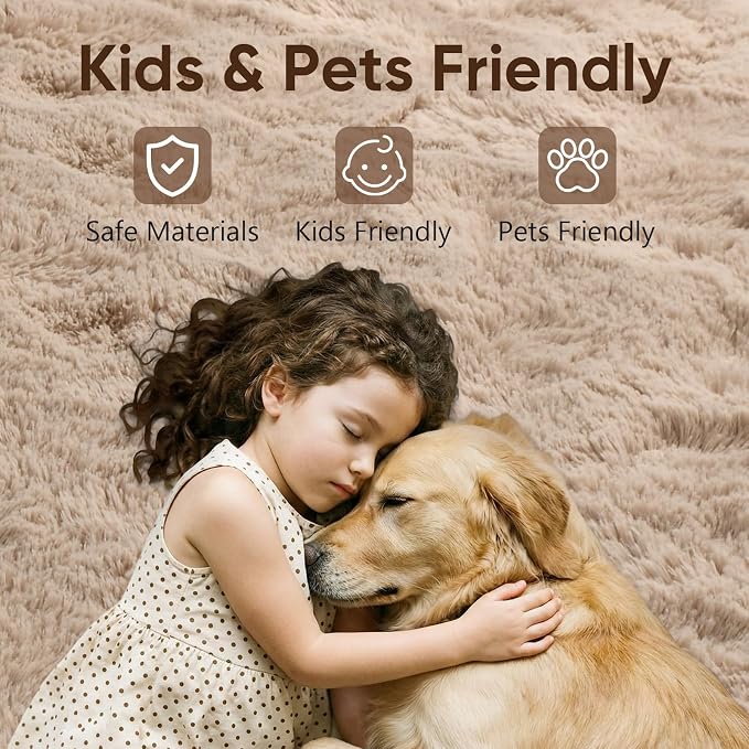 9x12 Extra Large Beige Fluffy Area Rug Non-Slip - Image 8