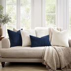 MIULEE Navy Chenille Couch Throw Pillow Covers, 20x20 | Set of 2, Soft Coastal - Image 3