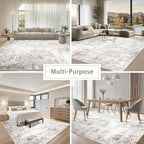 Beige Grey Washable Rugs 5x7 Area Rugs - Image 5