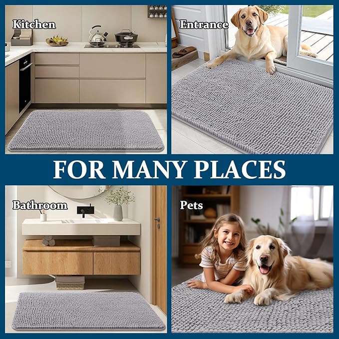 OLANLY Dog Door Mat for Muddy Paws 47x17, Super Absorbent Chenille Mud Mat | - Image 8