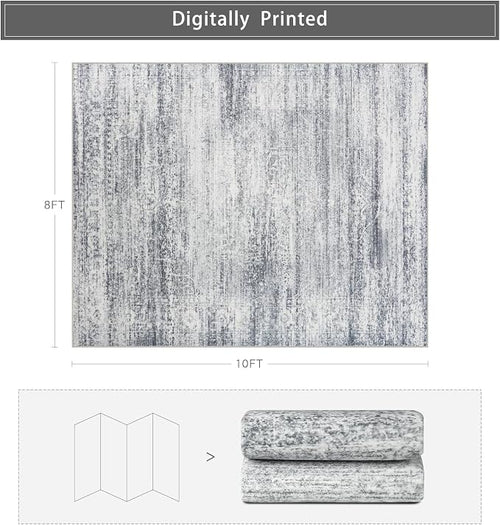 8x10 Washable Area Rugs for Living Room, Dining Room | Minimal, Ultra Soft Faux - Image 2