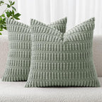 MIULEE Euro Sham Corduroy Decorative Throw Pillow Covers 22x22 Grey Green | by MIULEE