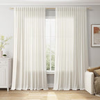 Cream Extra Wide Linen Curtains by Nanspring