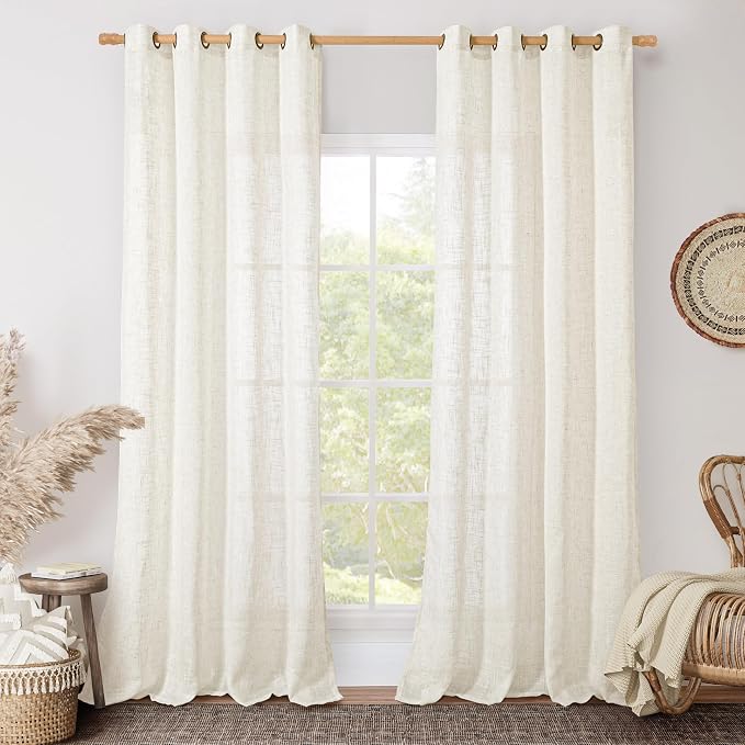 Living Room Linen Curtains 95 Inch by LAMIT