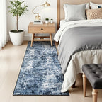 Rugflix 2x6 Runner Rug for Hallway, Washable Navy Blue Kitchen Runners | - Image 9