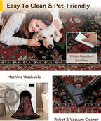 RELEANY Washable Area Rug, Water Repellent, Pet Friendly, Vintage Floral Boho - Image 4