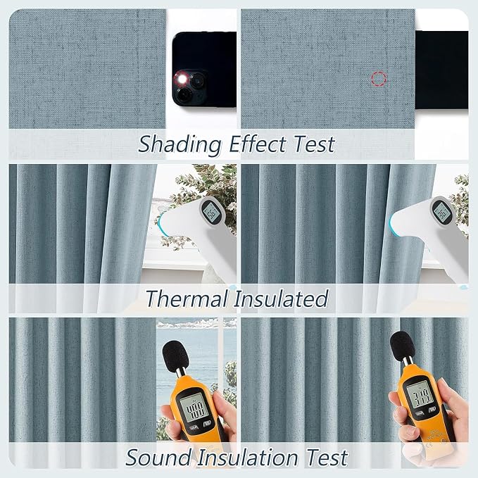 Blue 100% Blackout Curtains 92 Inch Length 2 Panels Set - Image 5