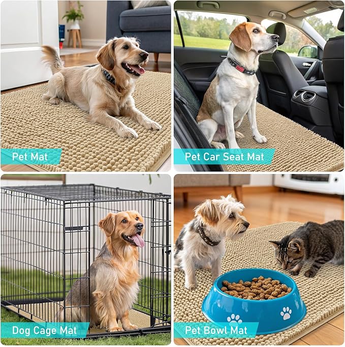 OLANLY Dog Door Mat for Muddy Paws 32x20, Super Absorbent Chenille Mud Mat | - Image 7