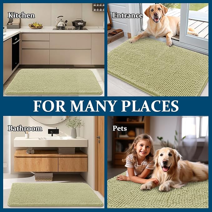 OLANLY Dog Door Mat for Muddy Paws 34x21, Super Absorbent Chenille Mud Mat | - Image 8