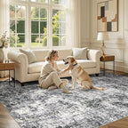 DMOYEST Area Rug Living Room Rugs 8x10 Washable Abstract Grey Carpet | Neutral - Image 5