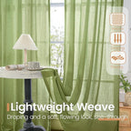 BGment Olive Green Linen Curtains - Image 4