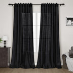 Long Black Curtain 100 inches Long 2 Panels Set by Nanspring