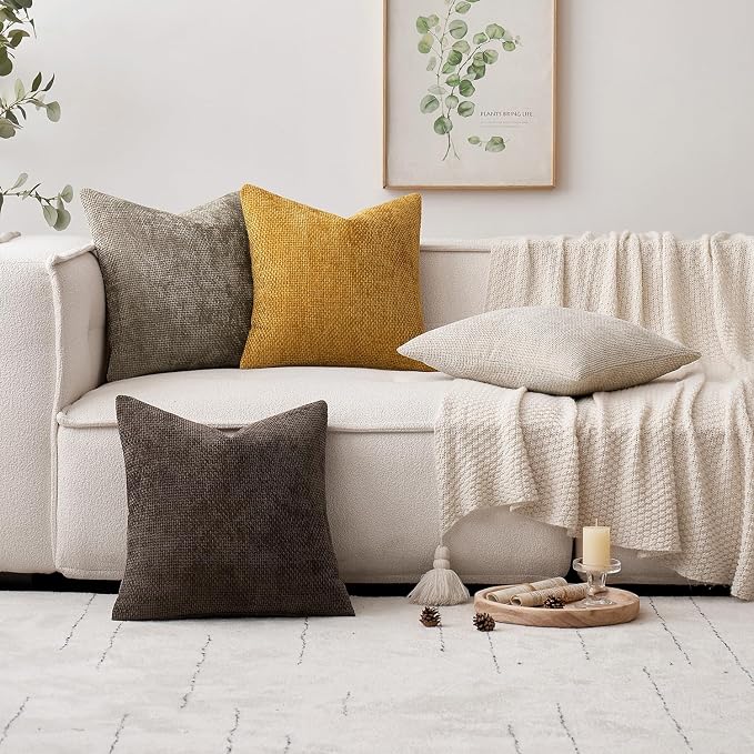 MIULEE Decorative Couch Throw Pillow Covers 18x18 in Mustard Yellow 2 Pack | - Image 2
