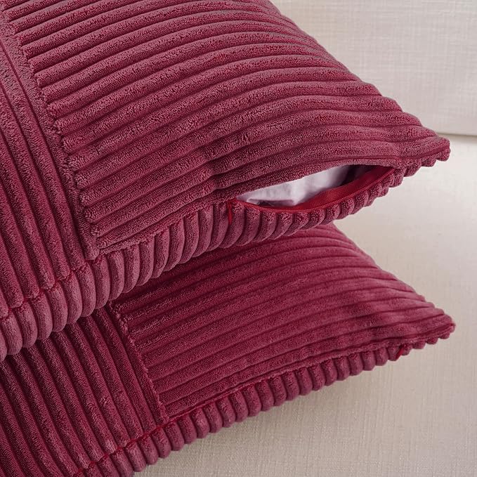 Fancy Homi 2 Packs Burgundy Long Lumbar Decorative Throw Pillow Covers 16x24 - Image 4