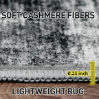 5x7 Area Rugs for Living Room: Washable Abstract Black Badroom Carpet | - Image 8
