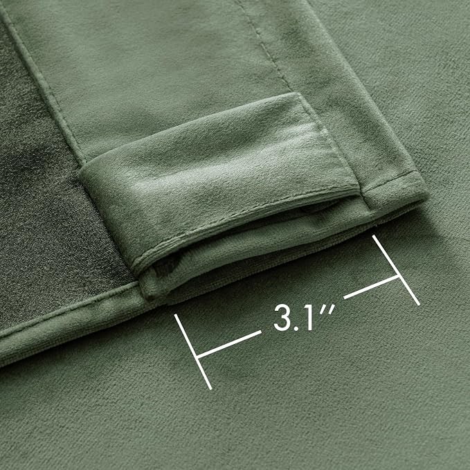 MIULEE Sage Green Velvet Curtains 52x108 inches Luxury Blackout Curtains | - Image 3