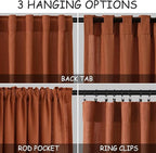 Extra Long Linen Curtains 108 Inches Long 2 Panel Set Back Tab Terracotta Boho - Image 2