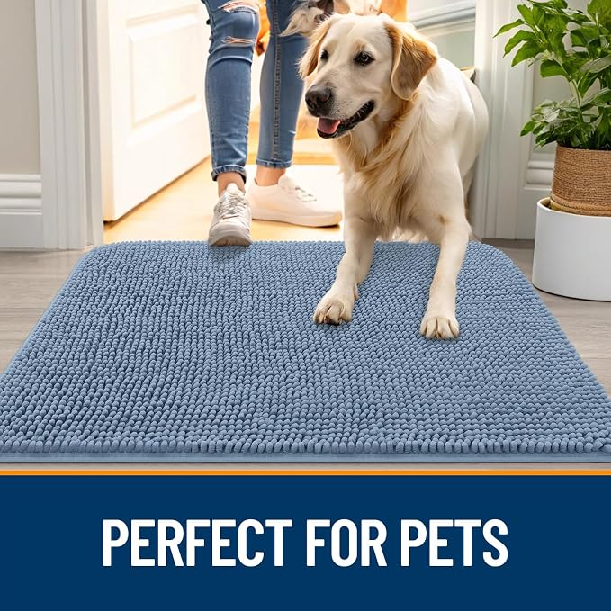 OLANLY Dog Door Mat for Muddy Paws 47x20, Super Absorbent Chenille Mud Mat | - Image 6