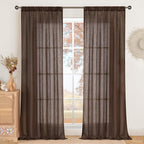 BGment Brown Linen Curtains 84 Inch Length 2 Panels by BGment