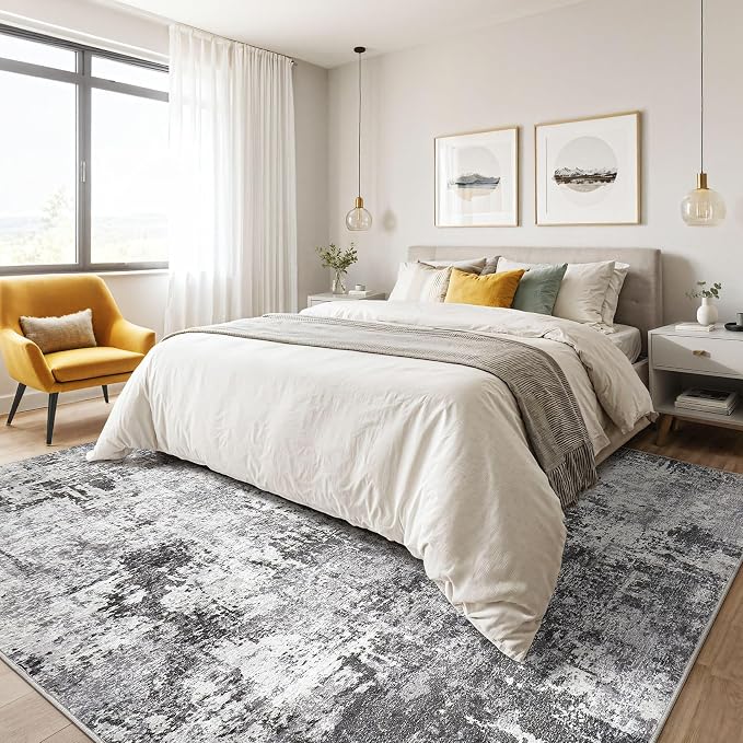 LOONGRUG 6x9 Area Rugs Washable Neutral Modern Abstract Living Room Rug | Soft - Image 4