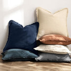 MIULEE Linen Fringe Decorative Euro Throw Pillow Covers Dark Navy 26x26 | Set - Image 4