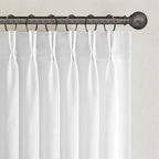 Topfinel Beige White Pinch Pleated Linen Curtains 63 Inch Length 2 Panels by Topfinel