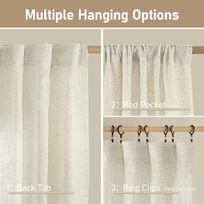 Short Linen Curtains 36 Inch Length - Image 2