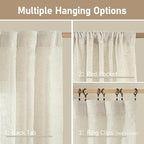Short Kitchen Window Semi Sheer Linen Curtains Over Sink 34x36 Inch | Light - Image 3