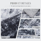 3x8 Washable Runner Rug：Modern Abstract Kitchen Carpet Black | - Image 7