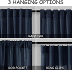 Navy Blue Linen Curtains 96 inches Long - Image 3