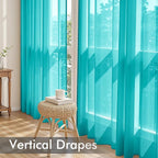 MIULEE Turquoise Sheer Curtains 84 Inches Long 4 Panels 42 x 84 Inches | Light - Image 5