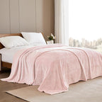 Exclusivo Mezcla Soft Waffle Fleece Bed Blanket Queen Size, Heather Pink | - Image 3