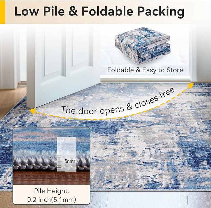 RELEANY Washable 7'x10' Abstract Area Rug - Image 4