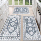 HEBE Boho Kitchen Rugs Set of 3, Non Slip Washable Kitchen Mats by HEBE