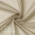 Taupe Sheer Curtains 90 Inches Long 2 Panels, Elegant Light Filtering Voile - Image 5