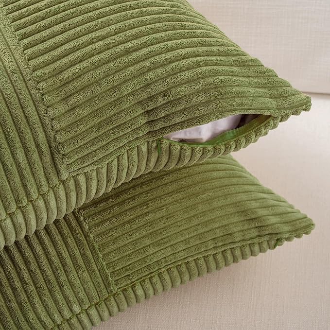 Fancy Homi 2 Packs Moss Green Lumbar Decorative Throw Pillow Covers 12x20 Inch - Image 3