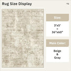 Soalmost Abstract 3x5 Rugs, Small Kitchen Entryway Area Rug Beige/Gray | - Image 5