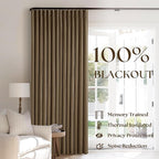 Dutch Cocoa Pleated Linen 100% Blackout Curtains 90 Inches Long - Image 3