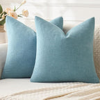 MIULEE Smoke Blue Chenille Couch Euro Throw Pillow Covers, 22x22 | Set of 2 by MIULEE