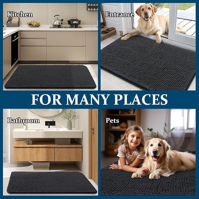 OLANLY Dog Door Mat for Muddy Paws 70x46, Super Absorbent Chenille Mud Mat | - Image 8