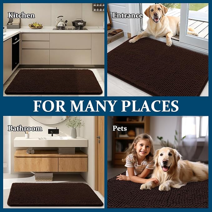 OLANLY Dog Door Mat for Muddy Paws 24x16, Super Absorbent Chenille Mud Mat | - Image 8
