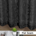 Furman Black Sheer Curtains 72 inches Long 2 Panels Set, Light Filtering Top - Image 7
